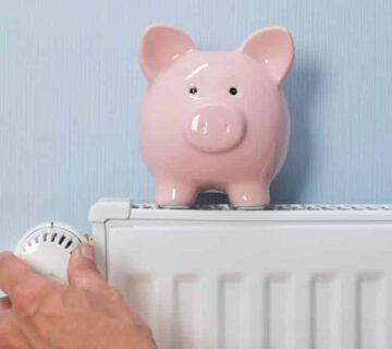 pink piggy bank on ac