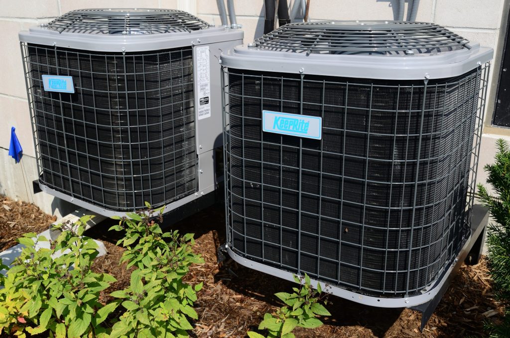 two outside air conditioning units