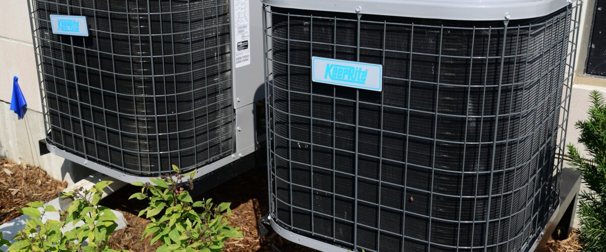 two outside air conditioning units