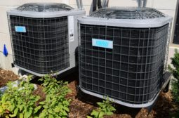 two outside air conditioning units
