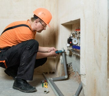 Man working on plumbing